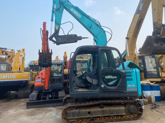 7t second-hand SK75-8 hydraulic crawler excavator with 0.4m3 bucket, working weight 6850KG
