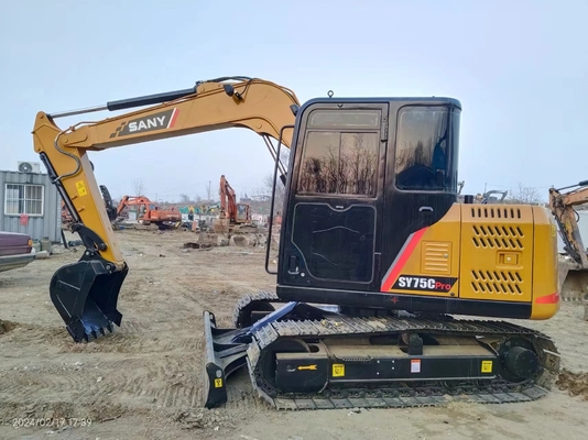 7 Ton Used Sany SY75C Hydraulic Excavator With 0.12~0.32 m3 Bucket Capacity